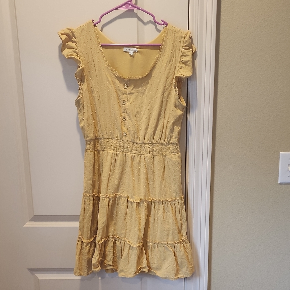 Blu Pepper Casual Dress in Soft Yellow